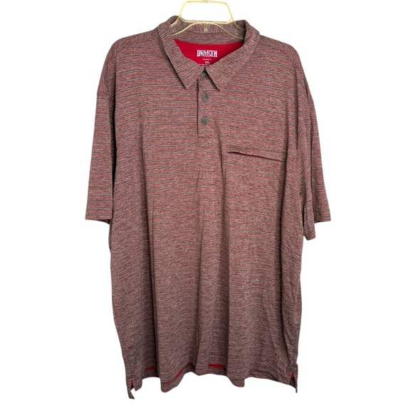 Duluth Trading‎ men’s 2XL relaxed fit polo shirt burgundy striped top - Picture 4 of 9